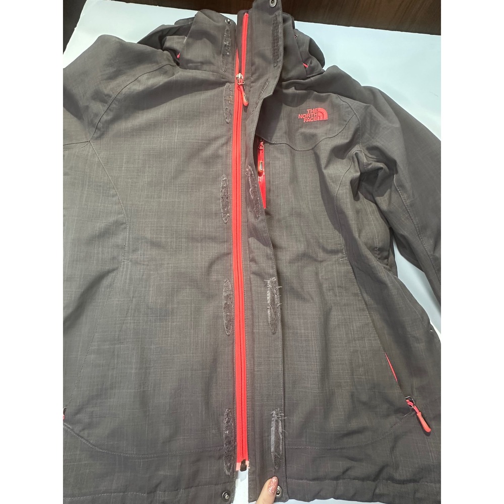 The North Face Womens Gray Pink Hooded Shell Jacket Medium Full Zip A7CP F14 - Picture 6 of 16